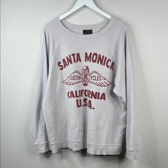 Retrobrand Santa Monica Motorcycles Oversized Distressed Sweatshirt Size XL